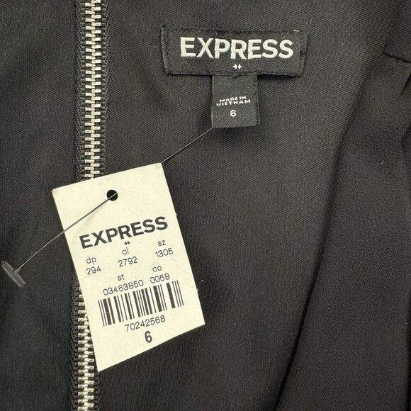 Express Black Sleeveless V Neck Open Back Dress Size 6 Lined - Picture 3 of 11
